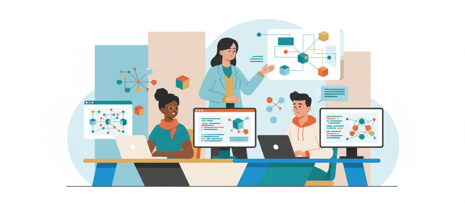 AI developers collaborating in an enterprise environment